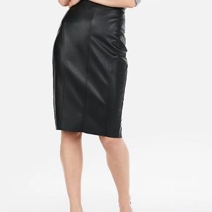 Express full back zip black leather skirt